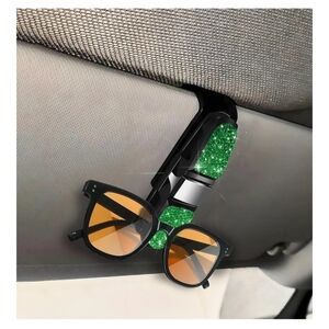 Green Glitter Double-sided Car Visor Sunglasses Holder